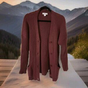Coldwater Creek Plus 2x Burgundy Cardigan Sweater Button Up with Pockets 22w/24w